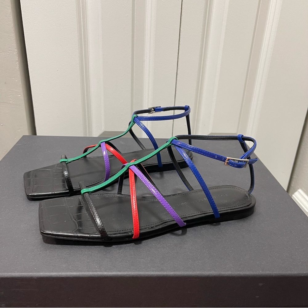 Sigerson Morrison Fedora Multicolor Leather Strappy Sandals Sz IT 40/US 9.5-10